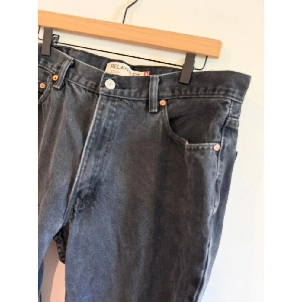 Levis 550 Relaxed Fit Black Denim Jeans Mens 38x30 Tapered Leg 100% Cotton